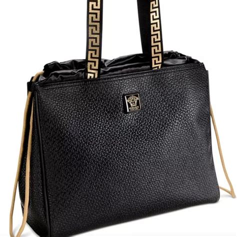 versace parfums bag black|Versace parfums black tote bag.